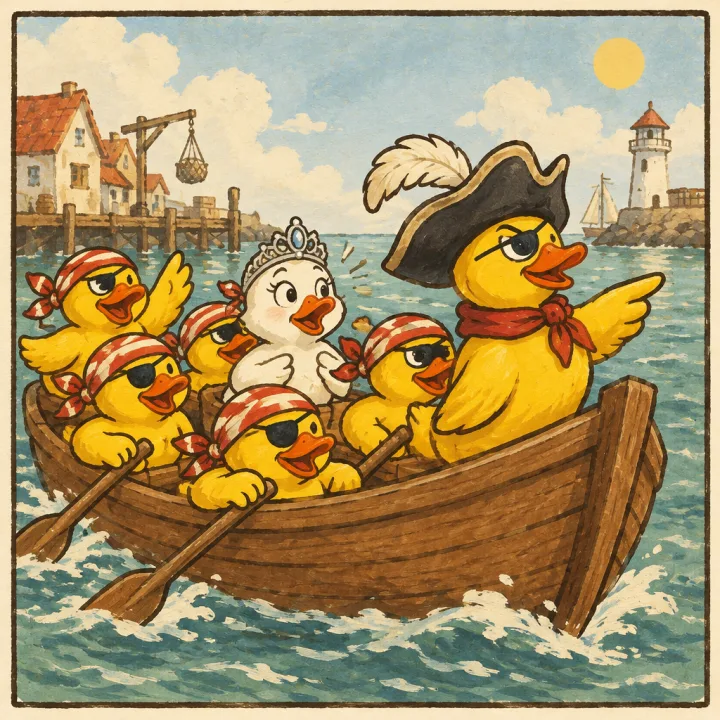 Comic: the Duck Gang rows away with Princess Perla
