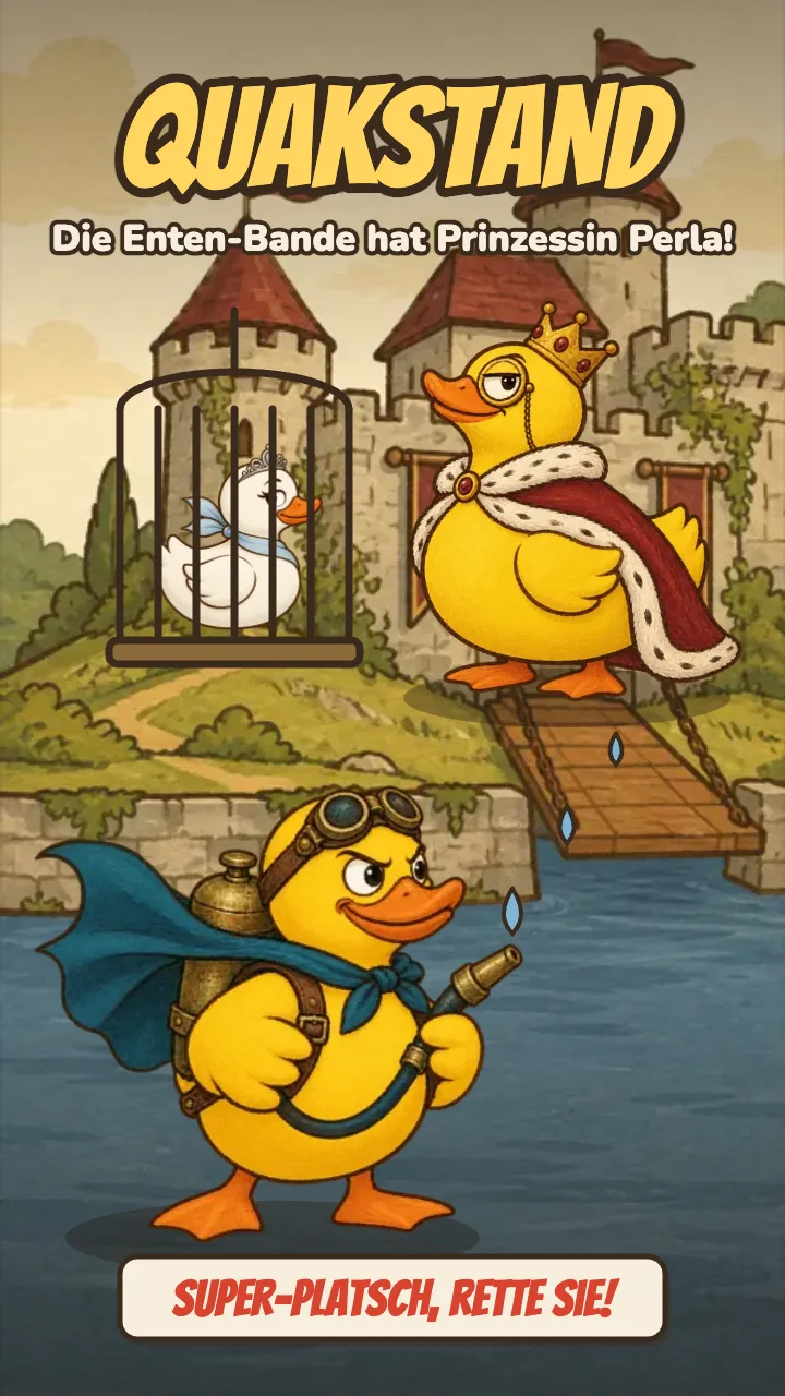 Quakstand: Super-Platsch soll Prinzessin Perla vor der Enten-Bande retten